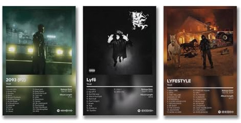 Generisch A Set Of 3 Yeat Poster Rapper Music Album Vintage Cover Für Zimmer, Ästhetische Leinwand-Wandkunst, Schlafzimmer-Dekor 24x36inch(60x90cm)-3pcs