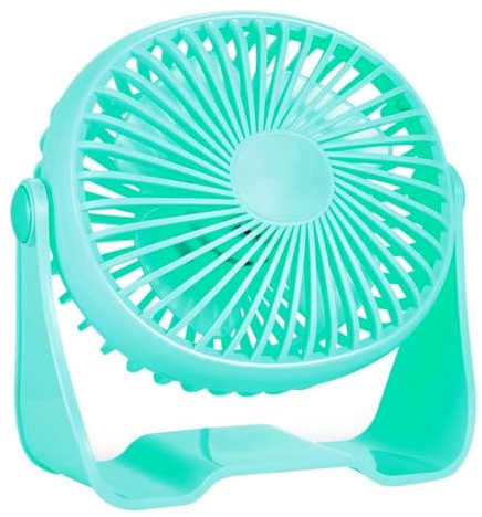 Kompakter Aquamarin-Tischventilator, USB, 3 W, 1 USB-Anschluss, leichtes Design, 25 cm x 20 cm x 15 cm, entworfen für: persönlichen Gebrauch, Schreibtisch und kleine Räume