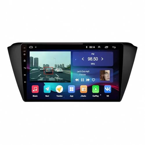 Radio Coche Bluetooth para Skoda Fabia 2014-2019 con Carplay Inalámbrico & Android Auto Pantalla Carplay Coche Inalámbrica con Navegación GPS, 4 Nuclear 1G+16G