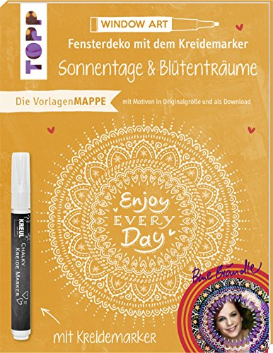 Vorlagenmappe Fensterdeko mit dem Kreidemarker - Sonnentage und Blütenträume. Inkl. Original Kreidemarker von Kreul: 7 Vorlagenbögen mit Motiven in Originalgröße plus sämtliche Motive als Download