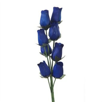 Homestreet Fleurs Roses en bois Bleu marine – 8 tiges de roses simples attachées dans un bouquet – Petite présentation de fleurs de qualité
