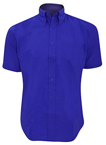 Kustom Kit Mens Workwear Oxford Short Sleeve Shirt (15.5inch) (Italian Blue)
