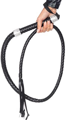 Leg Avenue 2626 - Geflochtene Peitsche Von Faux Leder, Damen Karneval Kostüm Fasching, Schwarz