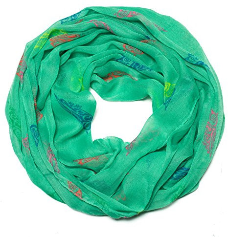 Kandharis Weicher Sommer Frühling Loopschal Tupfen Blumen Dots Eulen Sternen Muster-Mix über 30 Modelle Neu E10-Grün