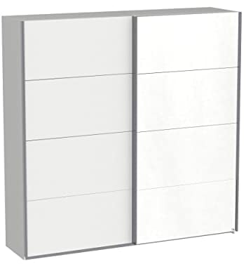 Rauch Möbel Subito Schrank Schwebetürenschrank Kleiderschrank Weiss mit Spiegel, 2-türig, inkl. 2 Kleiderstangen, 2 Einlegeböden, BxHxT 136x197x61 cm