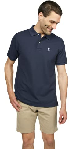 Psycho Bunny Men's Cotton Pique Classic Polo Shirt Navy XL