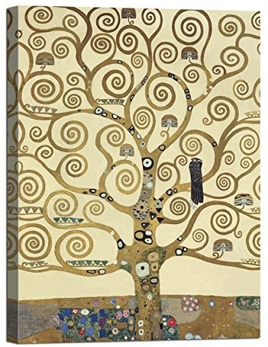 LuxHomeDecor Gustav Klimt The Tree of Life L’Albero della Vita 70x50 cm Quadro Stampa su Tela con Telaio in Legno