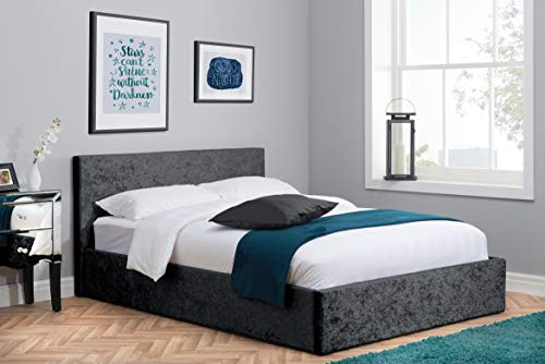 Birlea Berlin Ottoman Storage Bed, Crushed Velvet, Black, Small Double