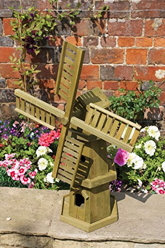 Garden Mile Large Rustic Heavy Duty, Freestanding Traditional Garden Wooden Windmill with Moving parts Wooden Ornaments Christmas Windmill - 24.5L x 28W x 55H