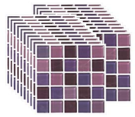 FBBULES 20PCS Fliesenaufkleber PVC, Fliesen Klebefolie Selbstklebend Hitzebeständig Wasserdicht Fliesensticker für Küche Fliesendekor Wandaufkleber Mosaikstil Lila (10 x 10 cm / 4 x 4 Zoll)