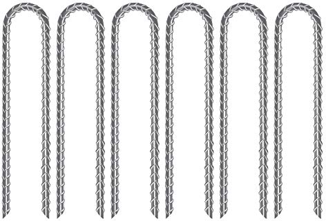 AGPtEK Bodenanker, 6er Pack 32CM U-förmige Erdnagel, Verzinkter Stahl Trampolin Wind Pfähle Schwerlast, Bewehrungsstab Garten Pfähle Bodenpfähle Camping Zelt Heringe