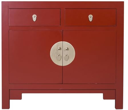 Fine Asianliving Armoire Chinoise Rouge Rubis - Orientique Collection L90xP40xH80cm Armoire Chinoise Meubles Chinois Mobilier Oriental Asiatique Mandarin Pekin