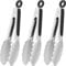 HINMAY Mini Stainless Steel Kitchen Tongs 7-Inch Serving Tongs Small Cooking Tongs, Set of 3 (Silver)