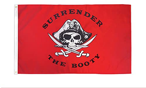 AZ FLAG Bandiera Pirata RENDETE Il BOTTINO Rosso 90x60cm - Bandiera dei Pirati - Teschio 60 x 90 cm