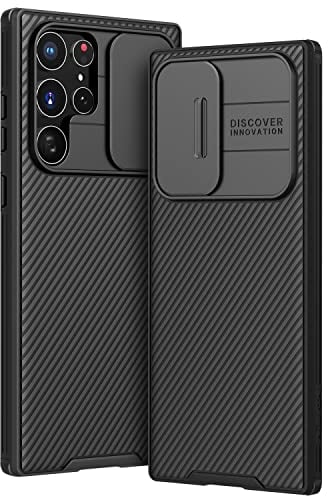 AROYI Schutzhülle kompatibel mit Samsung S22 Ultra 5G (6,8 Zoll), Kameraschutz aus hartem Polycarbonat, Schwarz