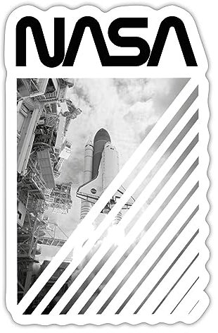 Spreadshirt NASA Space Shuttle Start Sticker Aufkleber, 10 x 10 cm, Mattweiß