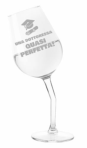 Colorfamily Calice Storto Laurea Una dottoressa quasi perfetto Vino 50 cl con incisione Idea regalo divertente