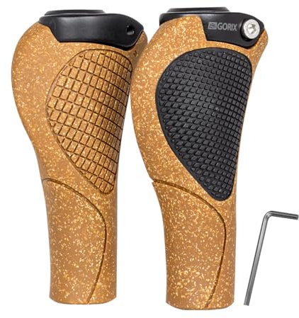 GORIX Bike Ergo Grips Cork Bar End Lock On Lenker Mountainbike MTB(G.Oak)
