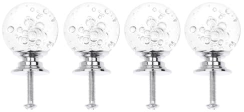 Amosfun 4 Pack Bubble Ball Drawer Knob Set Silver Base Modern Shape Single Hole for Home Office Furniture