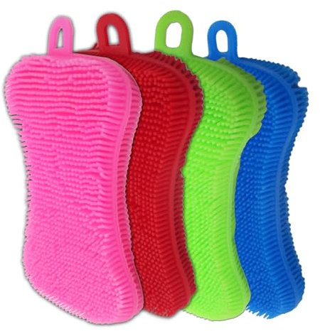 Esponja de silicona para platos, estropajo de cocina para lavar platos, cepillo de esponja de doble cara, esponjas de silicona multiusos y reutilizables para limpieza de platos, frutas y verduras,