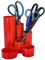 Westcott Porte-crayons rouge | Porte-crayons avec 6 compartiments ronds comme organiseur de bureau | Rangement clair des crayons et des accessoires de bureau | E-744579 00