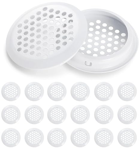 AUSYIWI Griglia di Ventilazione Rotonda da 35 mm, Griglia di Ventilazione in Acciaio Inox Bianco, Adatta per Armadi, Armadietti per Vini, Scarpiere
