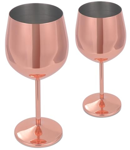 Kyrio Juego de 2 copas de vino de acero inoxidable de 500 ml, copas de champán, copas de fiesta inastillables, copas de vino de metal irrompibles para regalos, fiestas, camping, cumpleaños, bodas
