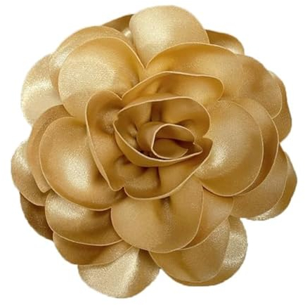 120MM Grande Broche En Satin Avec Fleur De Rose - Grande Broche En Tissu Camélia Classique Pour Fête De Mariage Danse Banquet Pour Femme - Accessoires De Costume - Bijoux Cadeaux (Kaki)