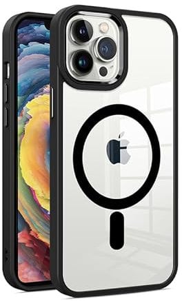 ZCSK Magnetic Mag-Safe iPhone 12 Pro Max Case 6.7-Inch Clear Black Transparent with Shock Absorption Anti Scratch Bumper Protective Slim Thin Cover Compatible for Charging iPhone 12 Pro Max