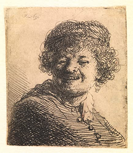 WACTWJNA Klassische Malerei Abstrakte Leinwandbilder Wandbild Kunstdrucke Rembrandt Mit Mütze Lachende Büste Von Rembrandt Van Rijn Leinwand Kunstdrucke Poster für Bürodekoration 60x90cm