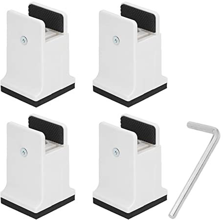 Ejoyous Raised Bed Blocks, 4pcs Adjustable Furniture Risers with Screw Clamp Rubber Bed Couch Risers for Heavy Duty Furniture, Table Desk Feet Leg Riser for Cabinet Sofa Feet Lifting