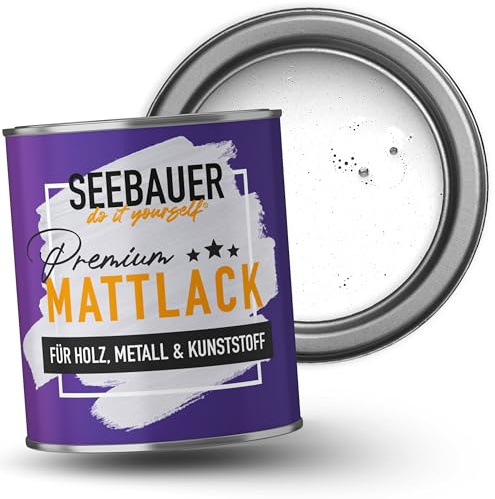 SEEBAUER diy Mattlack Weiß 2,5L für Innen & Außen (No. 000 Weiß) Möbelfarbe ohne Schleifen - Hybrid-Lack für Holz, Metall, Kunststoff - Holzlack, Möbellack hohe Deckkraft