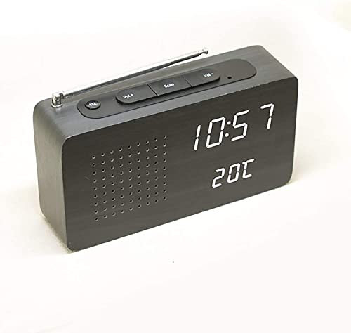 SJHDHDA Retro Alarm Clock Radio, Vintage Alarm Clock Radio Station with FM Radio, Adjustable Brightness, Voice Activated Wooden Digital Alarm Clock,Bamboo Box Learned extensively