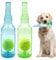 Anmahe 2 PCS Ball in a Bottle Dog Toy, Squeaky Dog Bottle Toy, Plastic Bottle Toys for Dogs with Tennis Ball, Water Bottle Cruncher Dog Toy, for Small Medium Dogs, Indoor/Outdoor Dog Toy (Green,Blue)