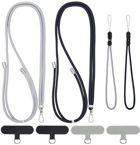 saerryor Phone Lanyard Crossbody, 2 Anti-Theft Neck Phone Straps and 2 Wrist Straps with 4 Patches Adjustable Lanyard Compatible with Most Mobile Smartphones
