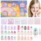 144 Pieces Press on Nails for Kids, EBANKU 6 Pack Kid Fake Nail Cute Colorful Press on Nails for Girls 5-12 Years with Pre-Adhesives