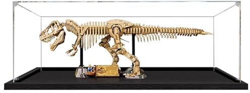 Acrylic Display Case for Lego 76968 Dinosaur Fossil Tyrannosaurus Rex, Dustproof Box, Storage Box, Transparent Box, Display Box Compatible with 76968 (Box Only) (Black Base 2mm)