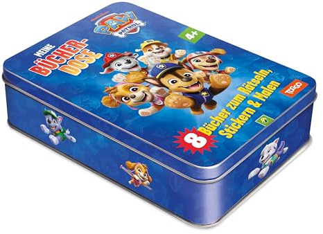 PAW Patrol Meine Bücher-Dose: 8 Minibücher zum Rätseln, Malen Stickern I Ab 4 Jahren