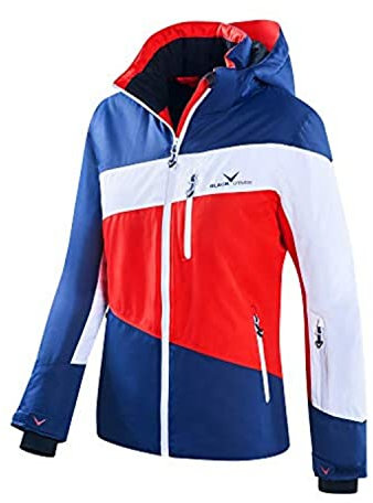 Black Crevice Damen Skijacke Striped, Rot/Weiß/Navy, 44