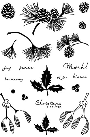GIVBRO Transparente Weihnachtsstempel mit Siegel-Aufkleber, Tannenzapfen, Schablone, Prägeschablone, DIY-Form für Scrapbooking, Fotoalbum, Kartenherstellung
