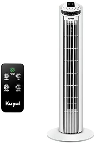 Kuyal Cooling Tower Fan 29-inch with Remote For Home and Office, 7.5 Hour Timer, 3 Speed Oscillating Fan, White