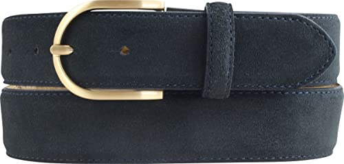 BELTINGER Damen-Gürtel aus Veloursleder 3,5 cm | Velour-Ledergürtel für Damen 35mm | Wildleder-Gürtel mit runder, goldener Gürtelschließe