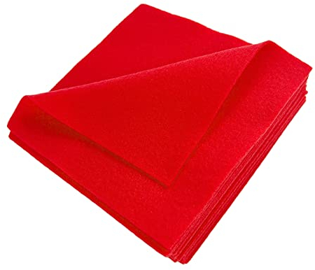 Jtnohx Feuilles de Feutre, 1.4mm D'épaisseur Feutrine pour L'artisanat, 15x15cm Tissu en Feutre pour Couture, Feutrine de Couleur pour Bricolage(Rouge Vif)