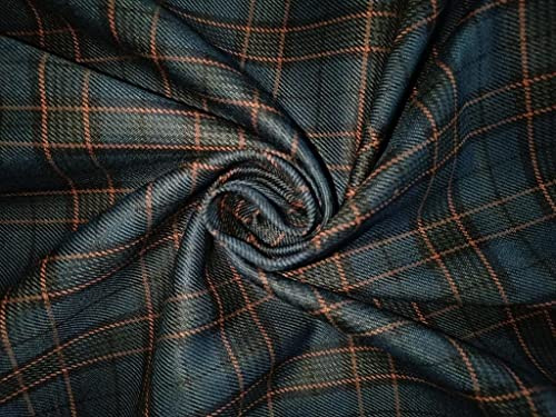 Tweed Suiting Heavy Weight Premium Stoff Teal, Gelb und Schwarz Plaids 147,3 cm breit