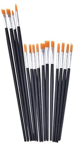 PARENCE.- Kit de 15 Pinceaux Peinture Loisir/Corps des Pinceaux en Bois/Lot de 15 Pinceaux différents pour Peinture Acryliques, Aquarelles, Huiles et Gouaches, Noir