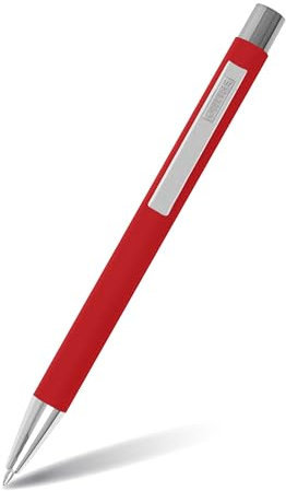 Online Kugelschreiber Soft Metal, Druckkugelschreiber aus Aluminium, auswechselbare Großraum-Mine, Schreibfarbe blau, dokumentenecht, Classic Red mit Softtouch Feeling, Metallclip