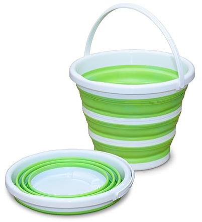 Pine-Sol Collapsible Bucket 2.6 Gallon - Multipurpose Foldable Pail for Cleaning, Car Wash, Outdoor, and Camping - Portable Round Plastic Tub with Handle