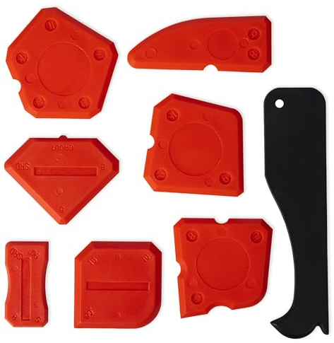 ABAZO Silikon Abzieher 8 Set- Rot Fugenglätter Silikon - Acryl Und Silikonabzieher Fugenabzieher - Silikonfugen Abzieher - Fugenspachtel Verschiedene Oberflächen Acryl und Harz –Mit Schneidemesser