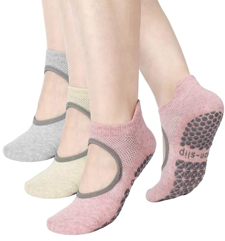 Utensilsto 3 Paar Yoga Socken Damen Pilates Socken Rutschfeste Socken Antirutsch Sport Yogasocken Barfuß Socken Für Pilates, Barre, Ballett, Dance, Fitness