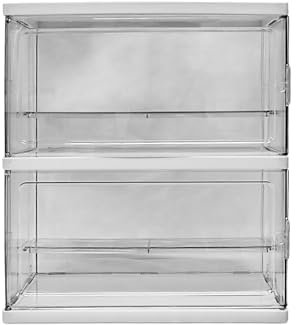 Toolzia Acrylic Display Box, Clear Display Storage Box Assemble Countertop Two Layers Organizer Storage & Organizing for Collectibles, Action Figures, Miniature Figurines